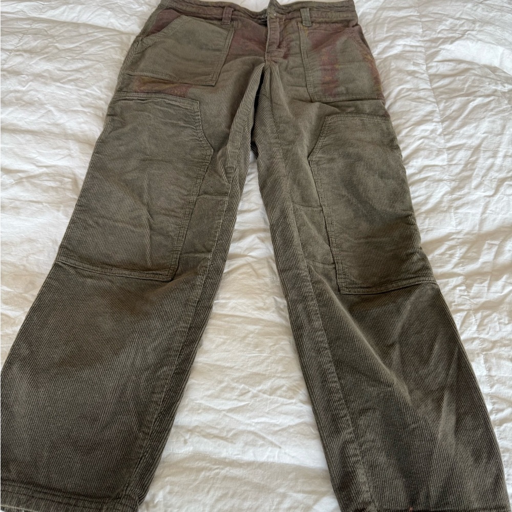 Pilcro Green Cargo Pants Straight Leg Durable